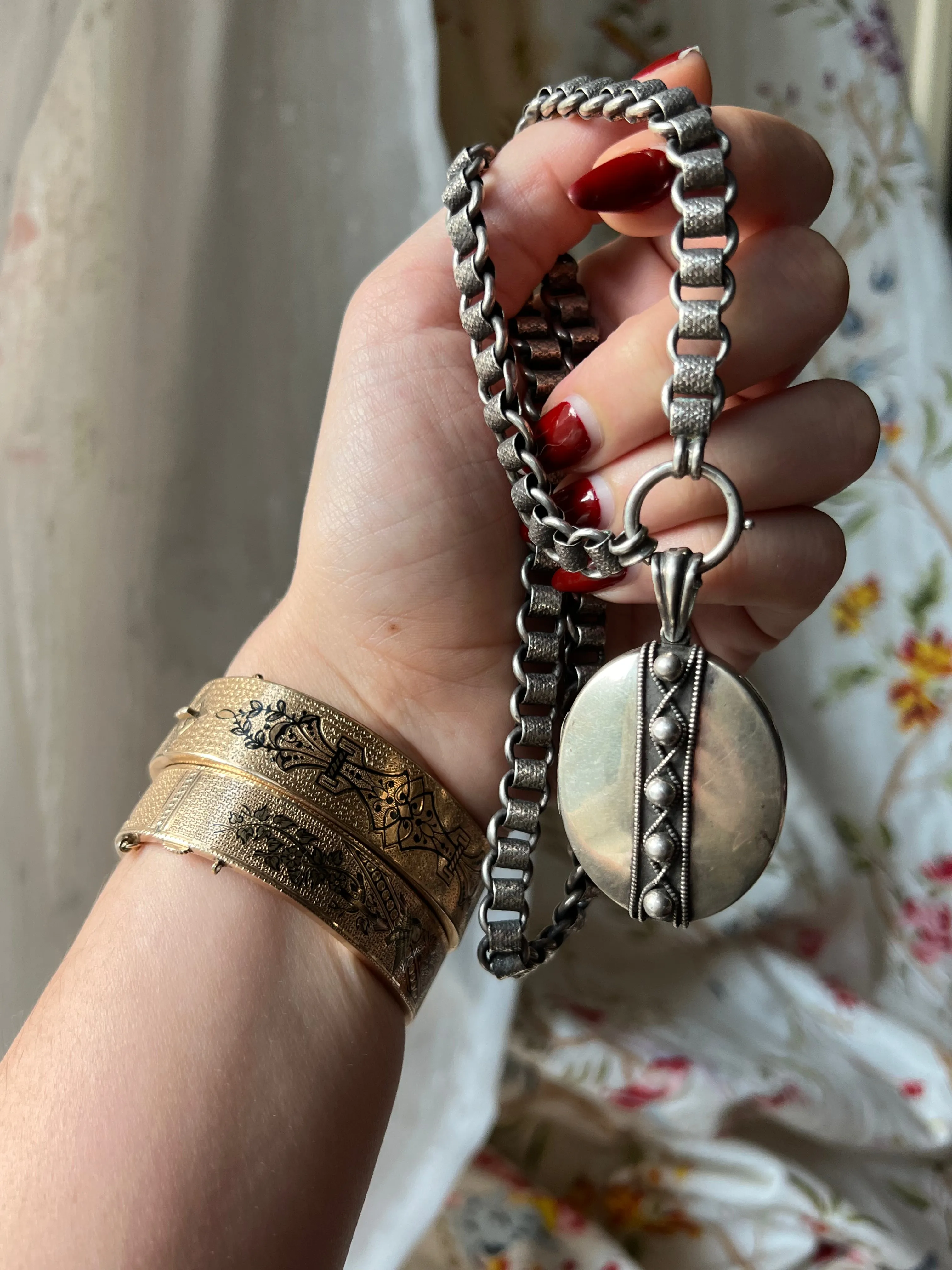 Sterling Silver Book Chain   Matching Locket