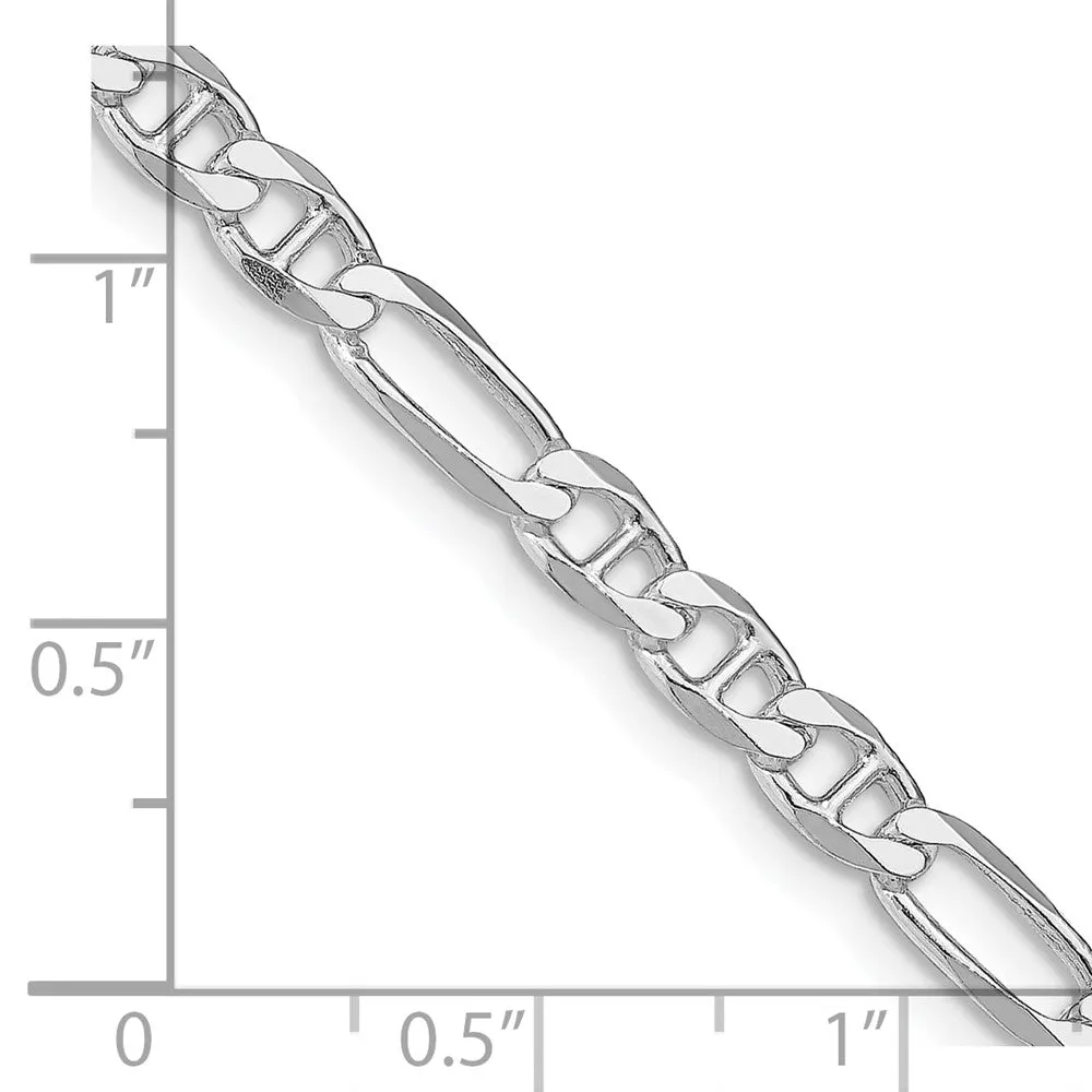 Sterling Silver Rhodium-plated 4.5mm Figaro Anchor Chain