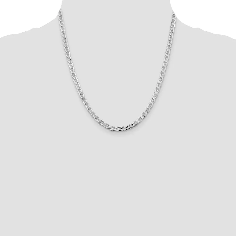 Sterling Silver Rhodium-plated 4.65mm Flat Cuban Anchor Chain