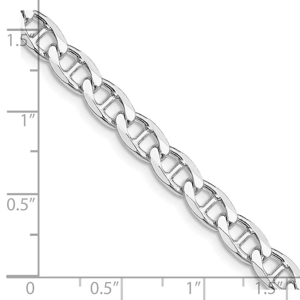 Sterling Silver Rhodium-plated 5.7mm Flat Cuban Anchor Chain