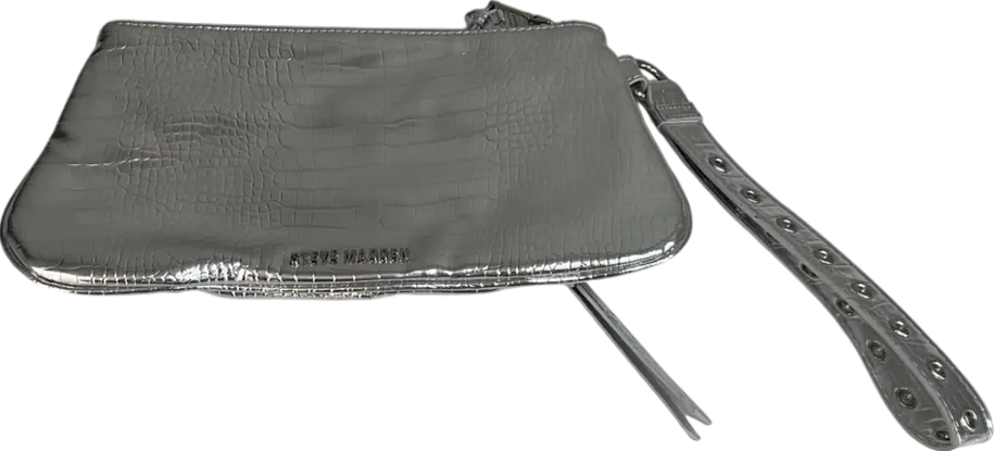 STEVE MADDEN Silver Bglowing clutch bag with wrist strap