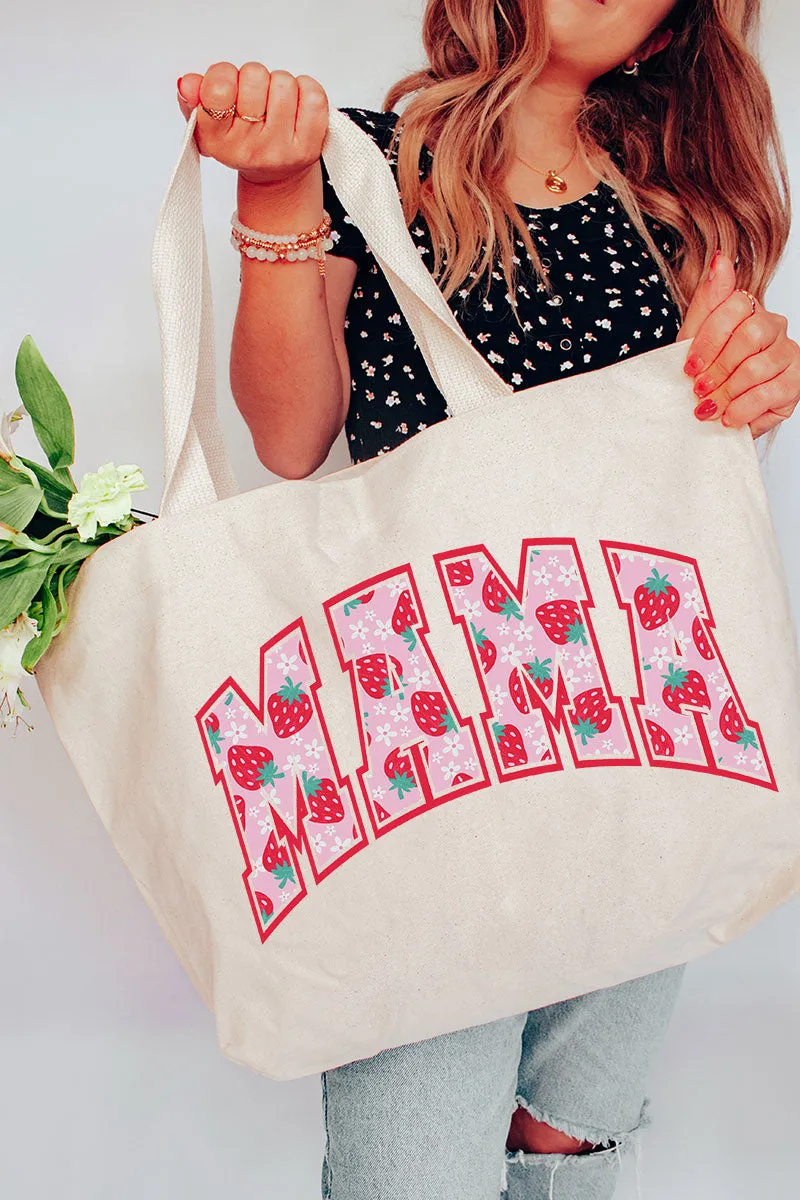 Strawberry Fields Mama Canvas Jumbo Tote