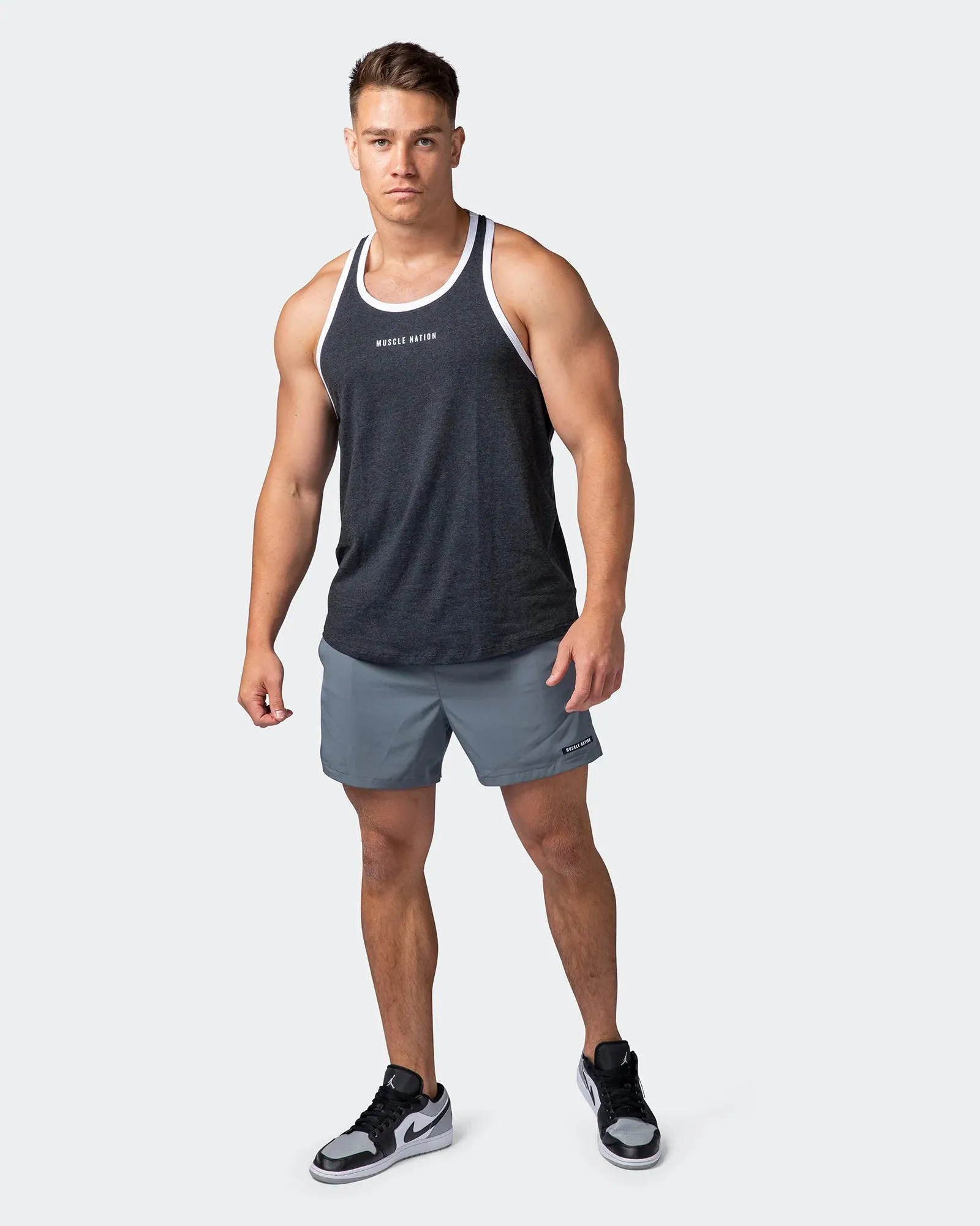 Striker Y Back Singlet - Black Marl