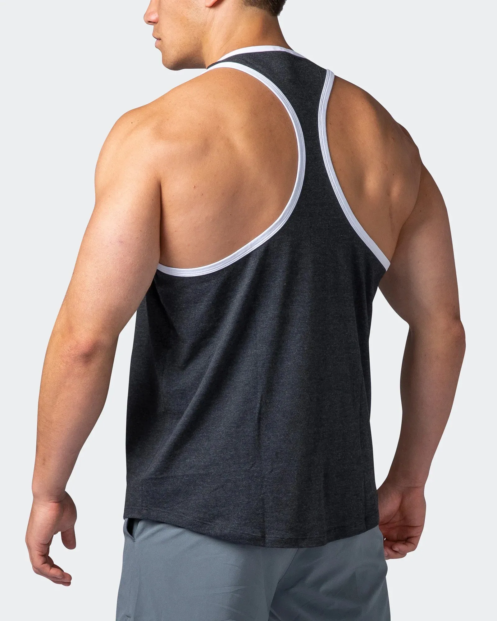 Striker Y Back Singlet - Black Marl