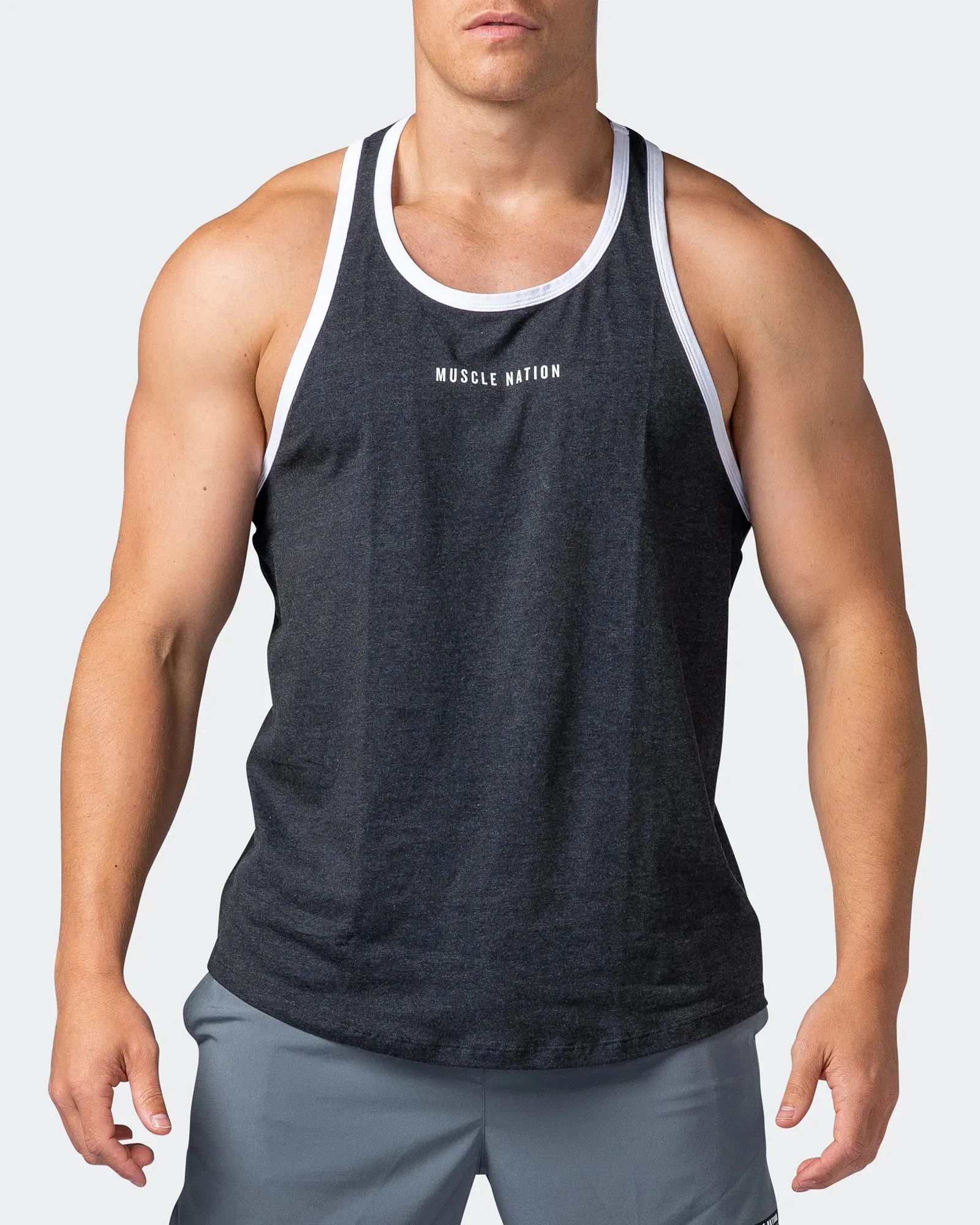 Striker Y Back Singlet - Black Marl