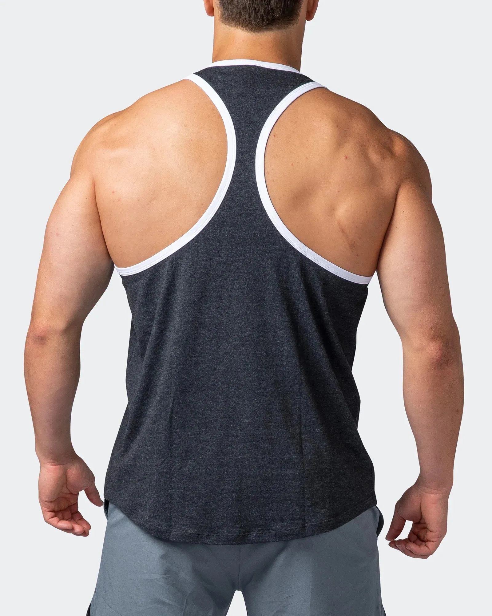 Striker Y Back Singlet - Black Marl