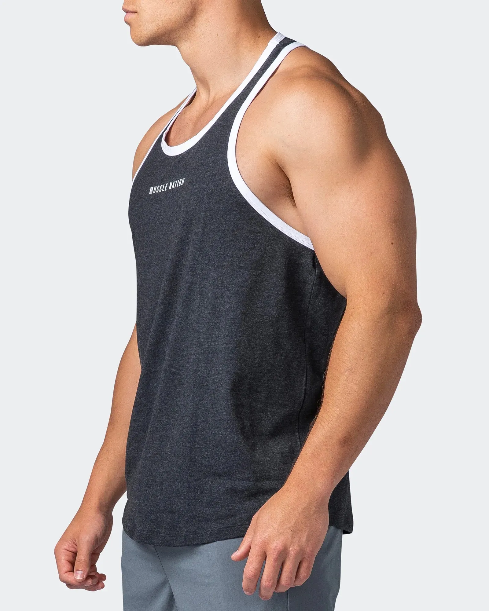 Striker Y Back Singlet - Black Marl