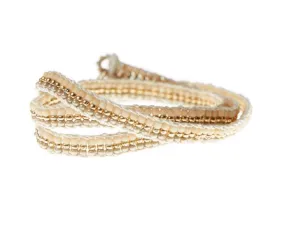 Stripe Warrior Wrap Bracelet (Taupe, Pink, Gold)