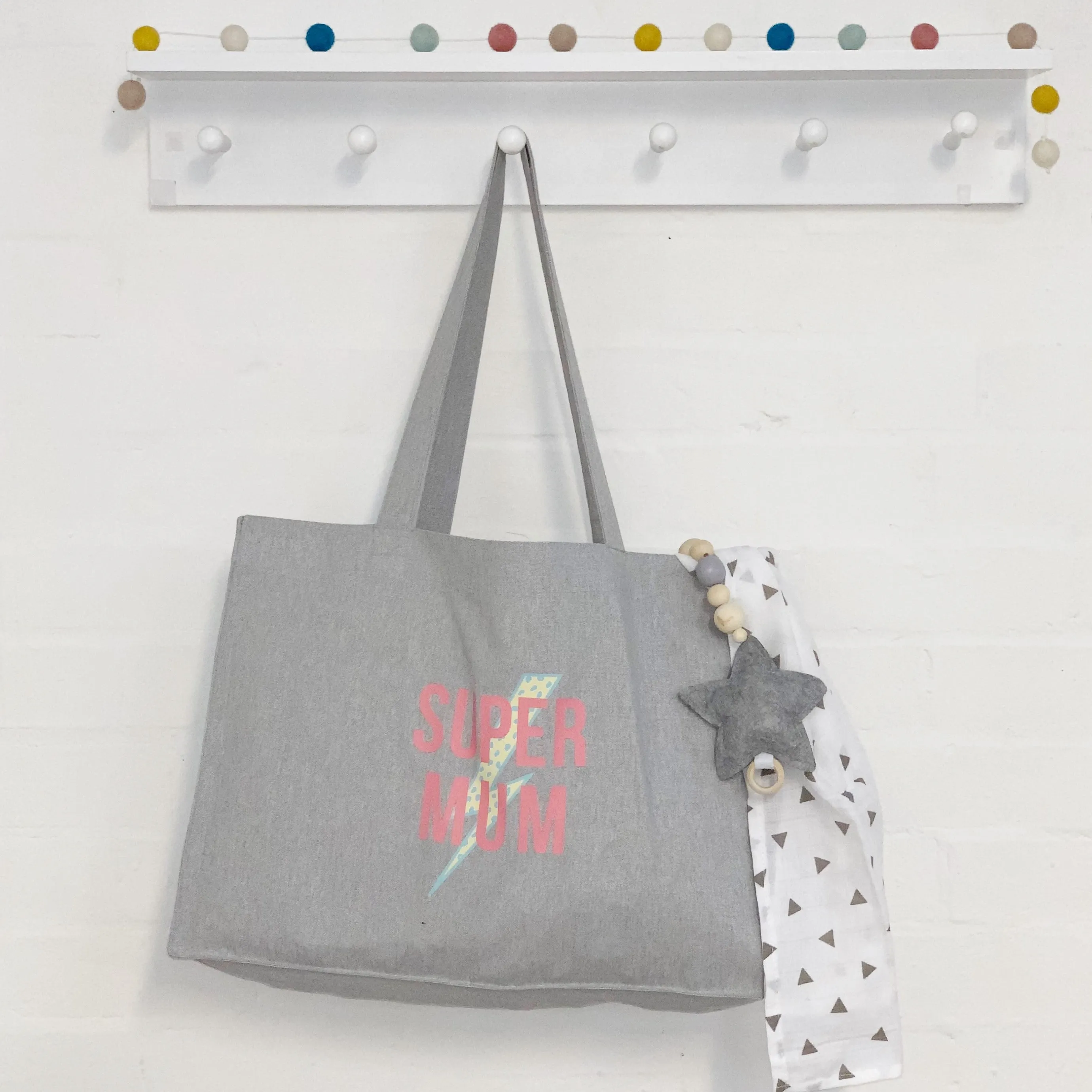Super Mum Grey Tote Bag