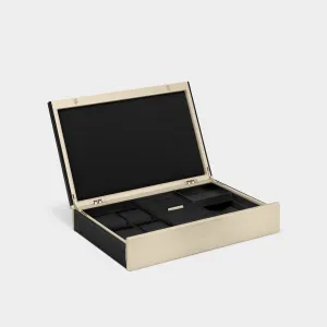 TAYLOR 4 WATCH AND JEWELRY BOX - BLACK / CHAMPAGNE