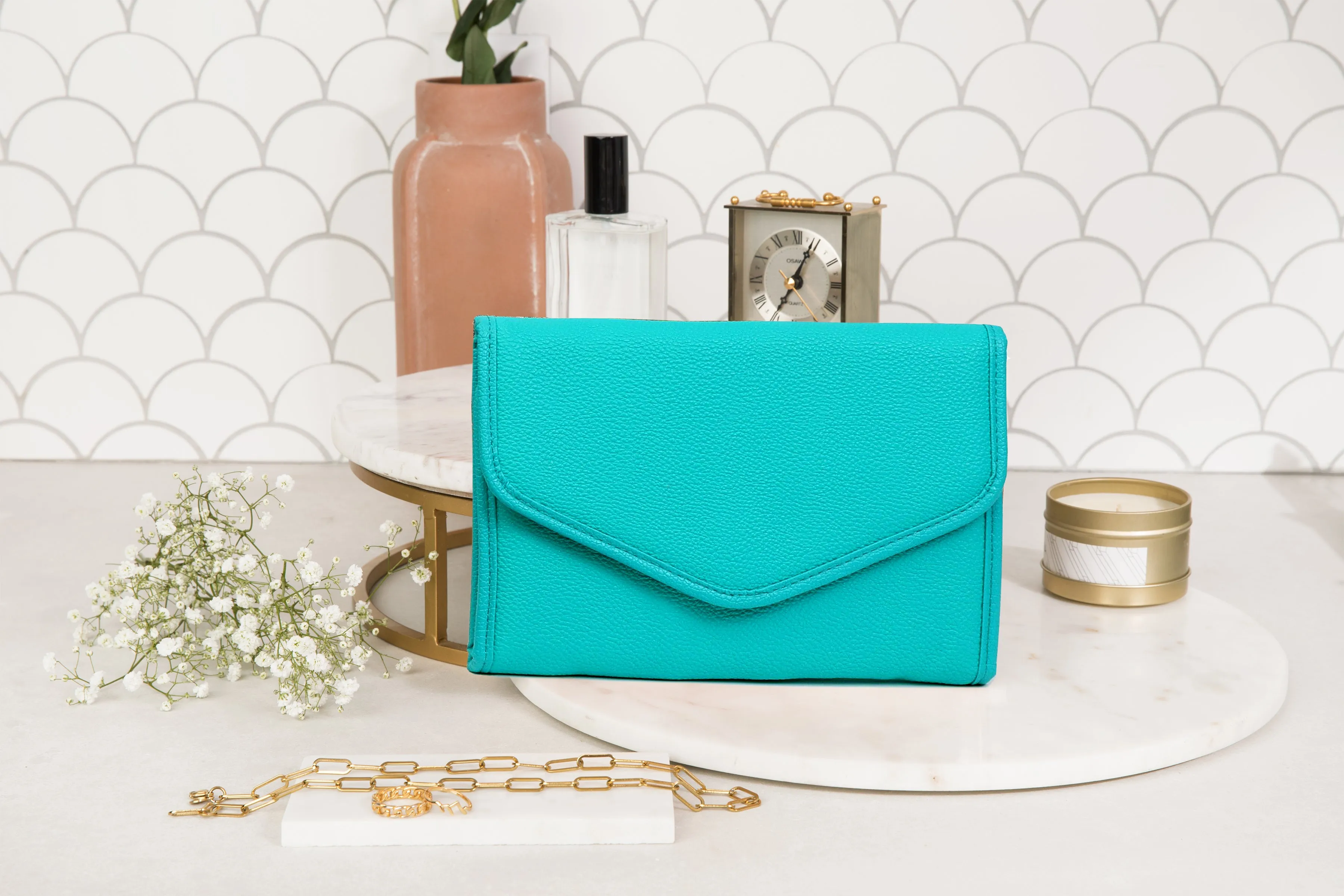 Teal Vegan Leather Jewelry Organizer
