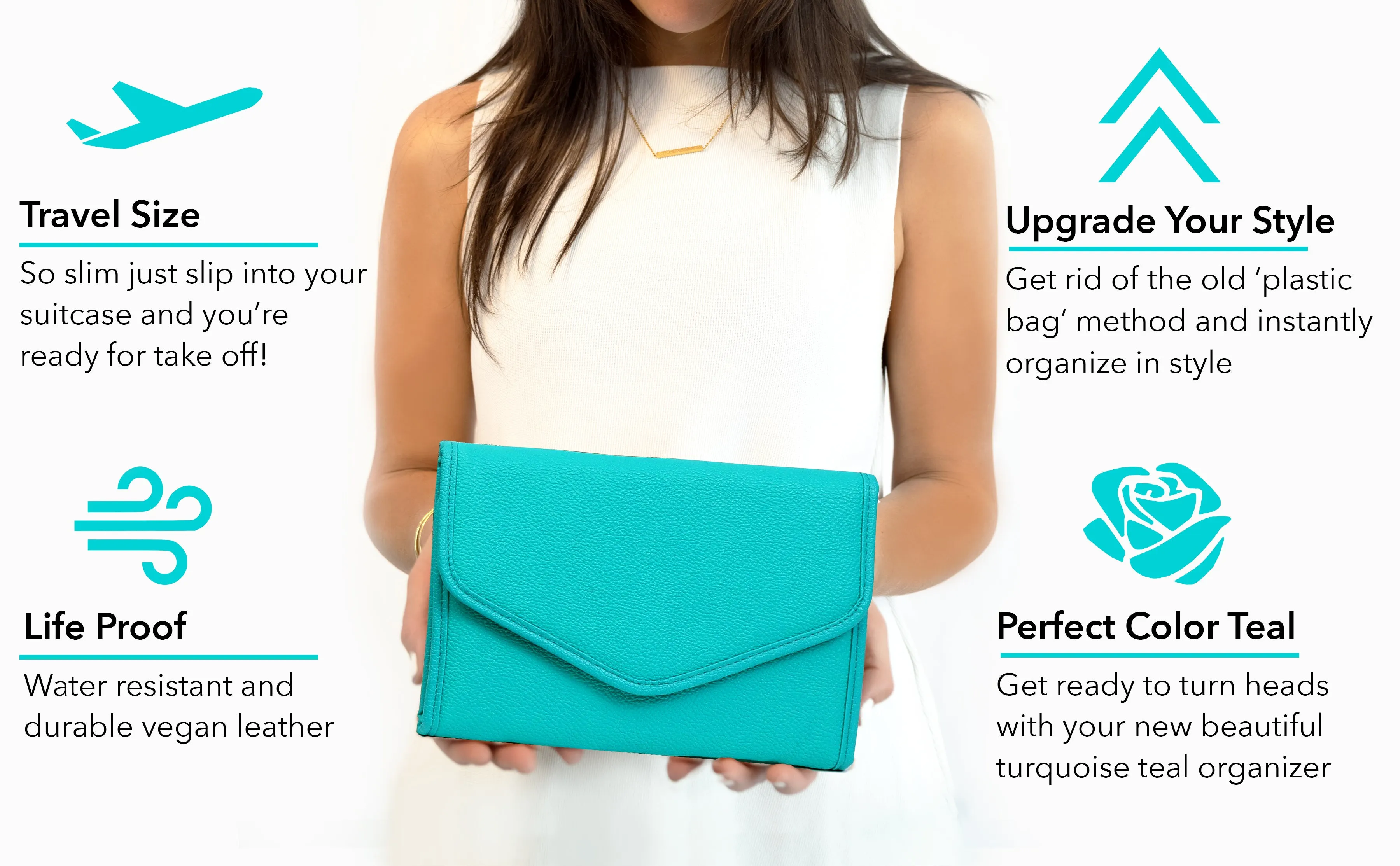 Teal Vegan Leather Jewelry Organizer