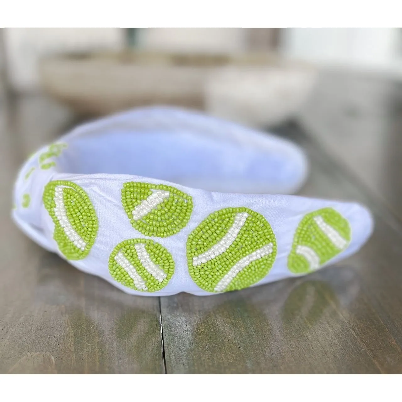 Tennis Seed Beaded Team Spirit Top Knot Headband - Restocking