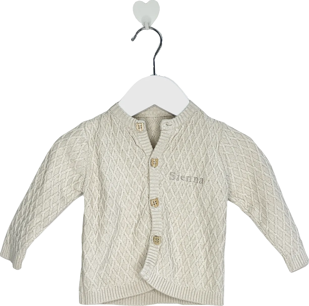 the baby gifting company Beige Personalised Organic Cotton Cardigan 0-3 Months