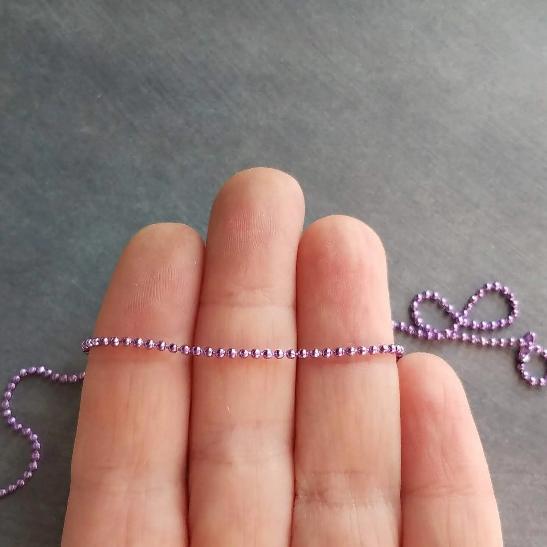 Thin Ball Chain Necklace, choose one single delicate chain, colorful ball chain, colored red fuchsia pink purple teal blue green tiny skinny