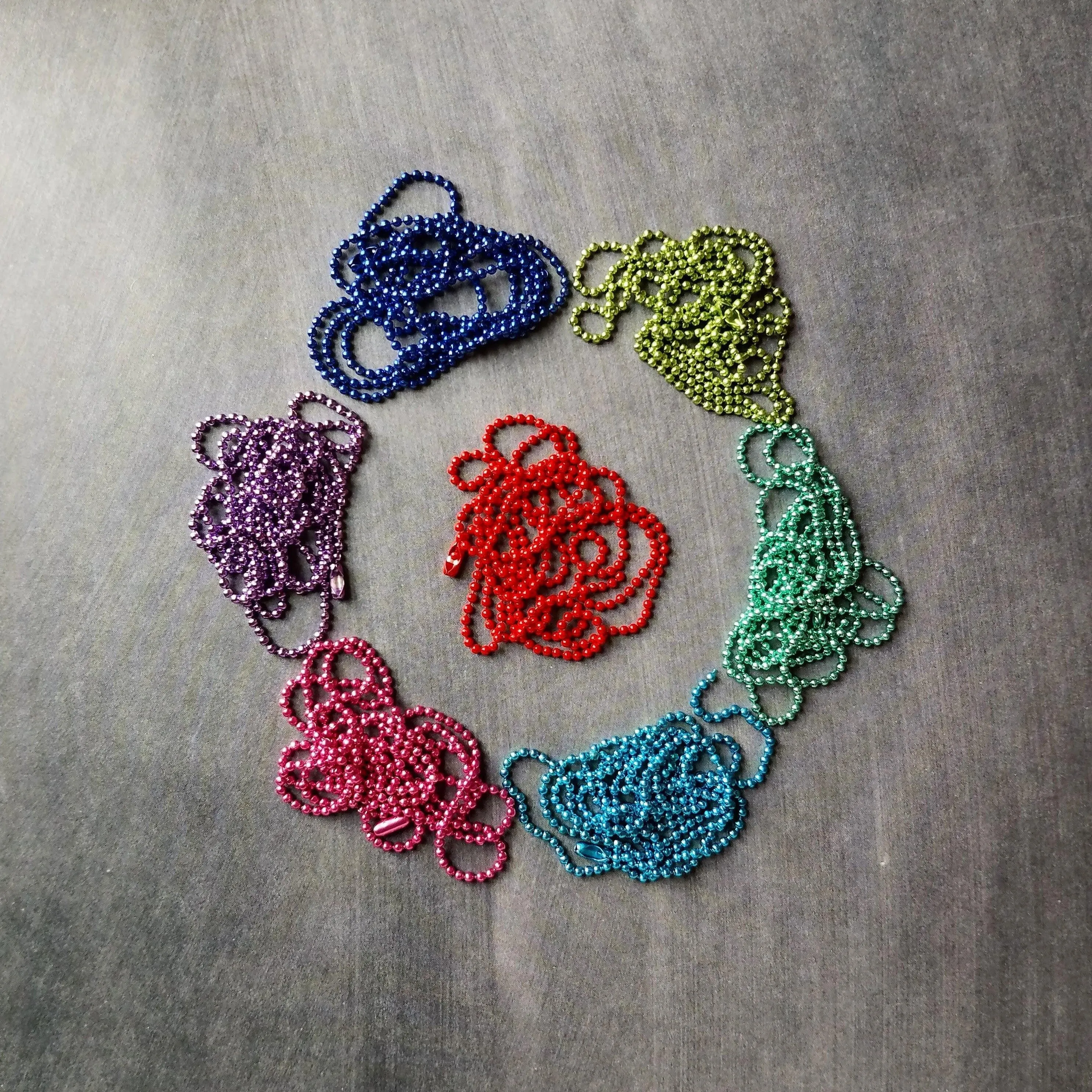 Thin Ball Chain Necklace, choose one single delicate chain, colorful ball chain, colored red fuchsia pink purple teal blue green tiny skinny