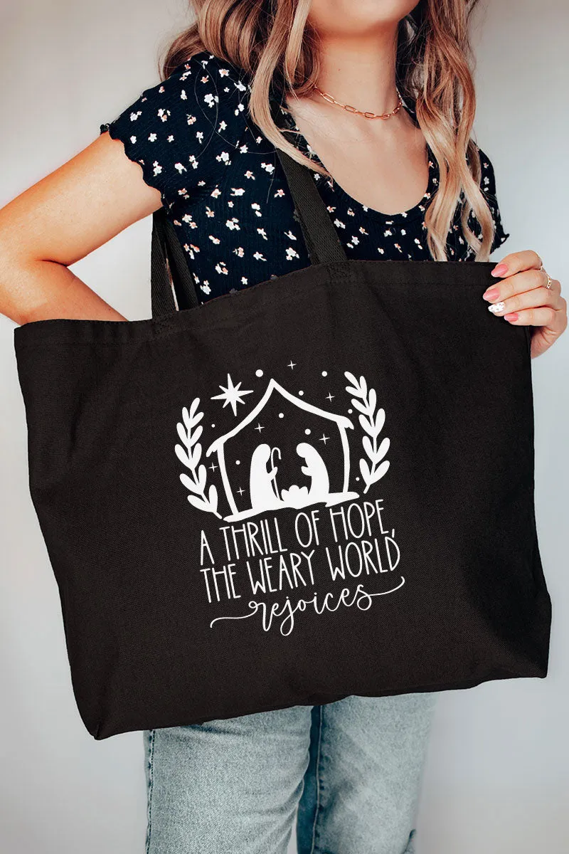 Thrill Of Hope Nativity Canvas Jumbo Tote