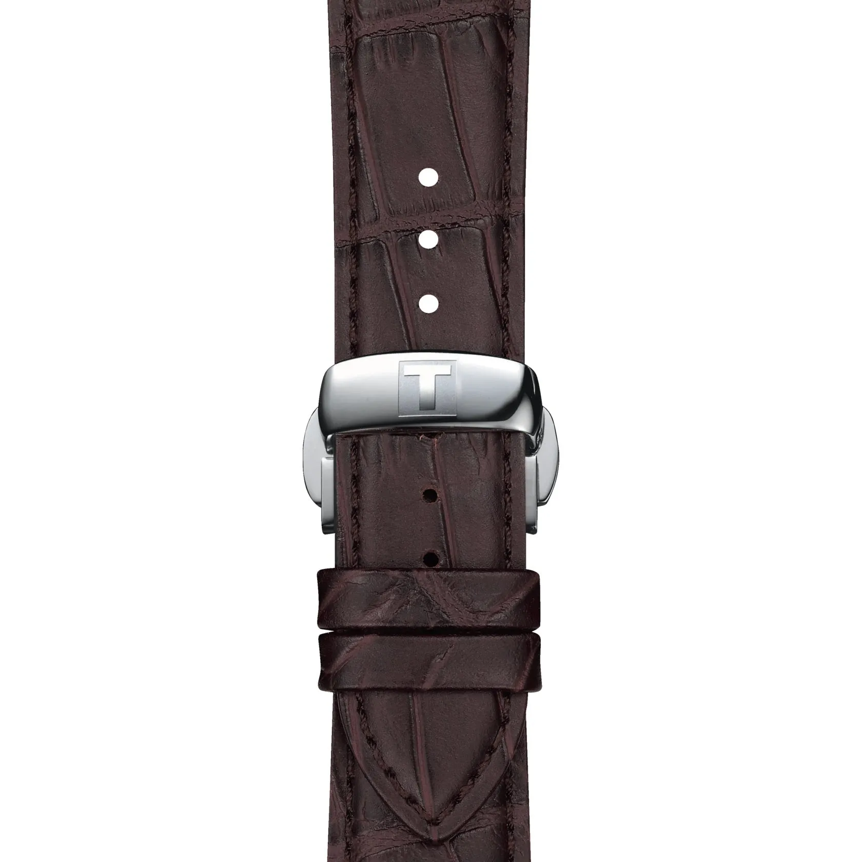 Tissot Gentleman Mens Stainless Steel Black Dial Brown Leather Strap Watch
