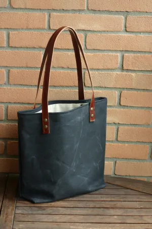 Tote bag in waxed canvas,  waxed cotton bag, waxed canvas bag, large tote bag, wax canvas bag, market bag, shopping bag