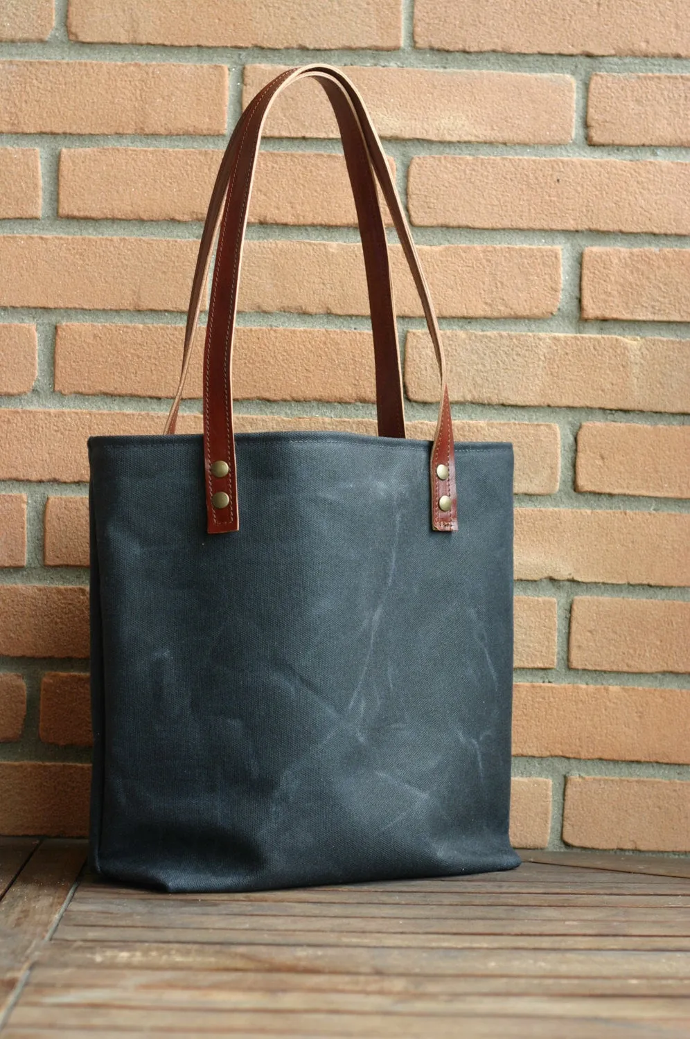 Tote bag in waxed canvas,  waxed cotton bag, waxed canvas bag, large tote bag, wax canvas bag, market bag, shopping bag