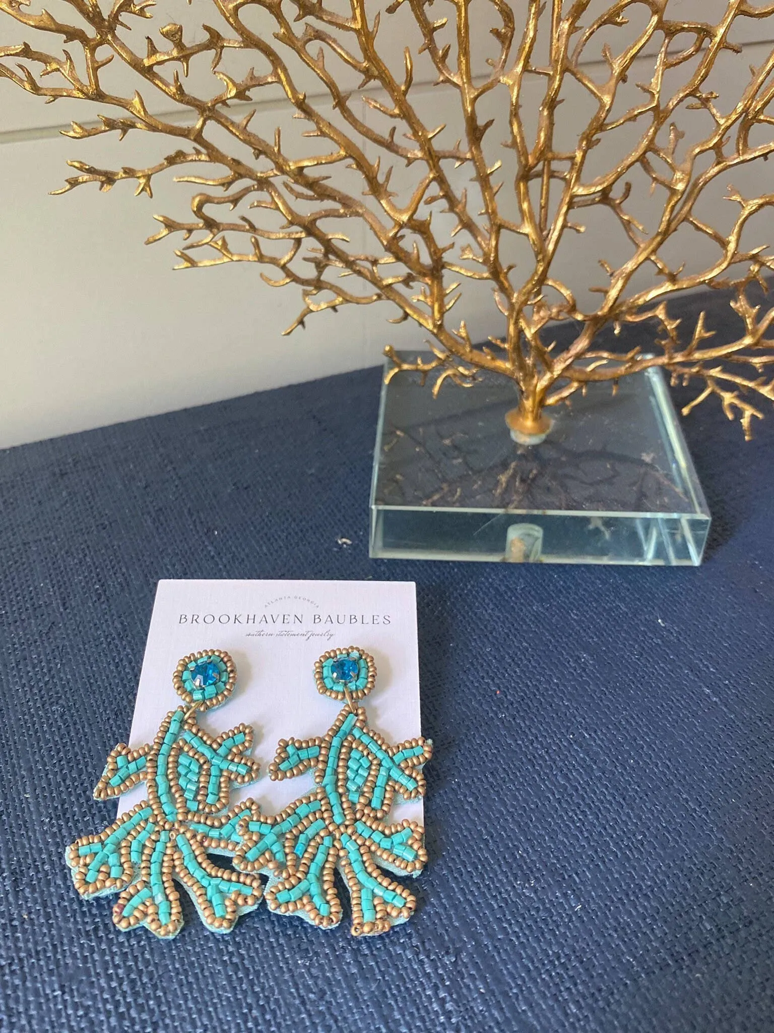 Turquoise Coral Beaded Statement Earrings