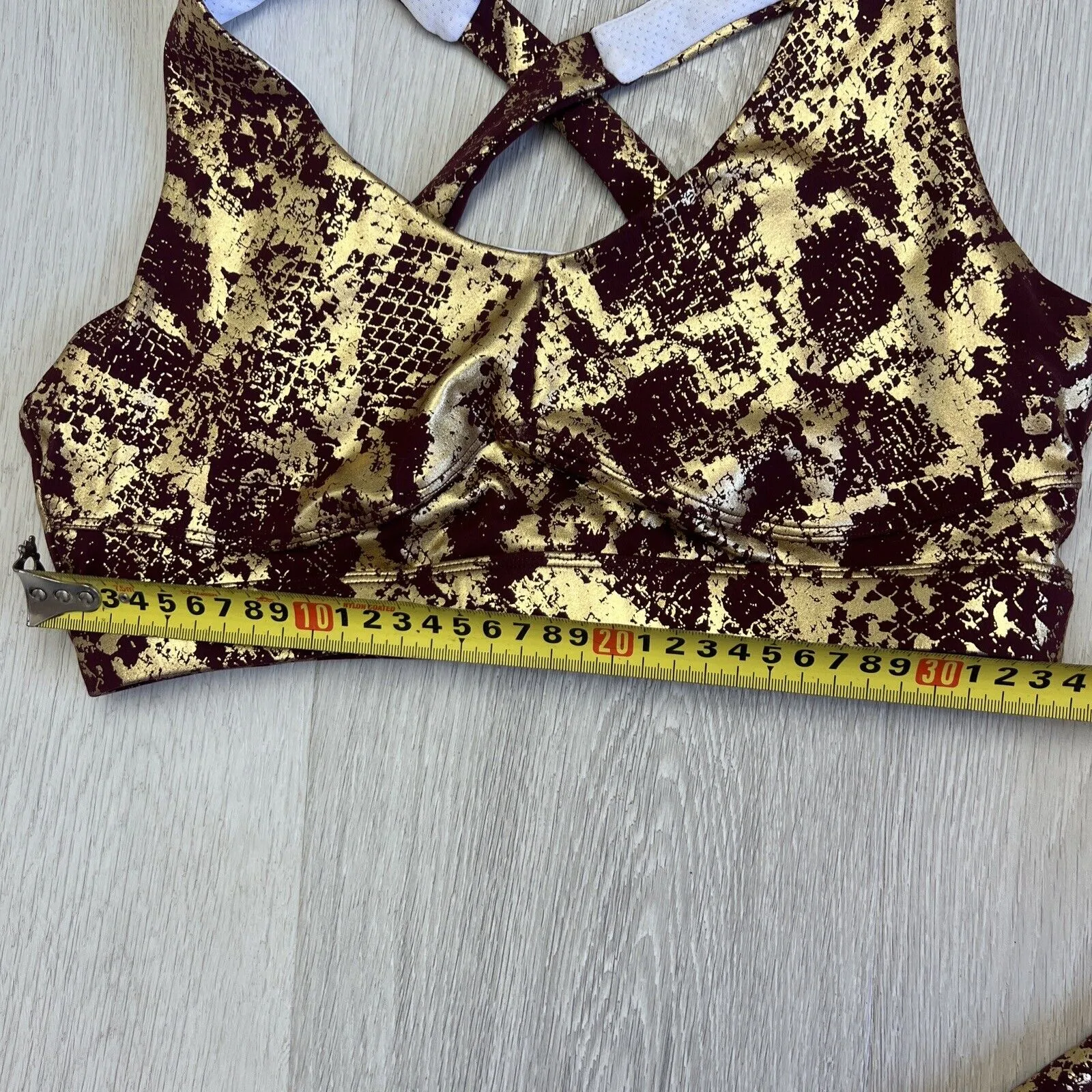 Twenty Three XXIII Womens Leggings & Tank Top Set Metallic Gold & Maroon Size 8