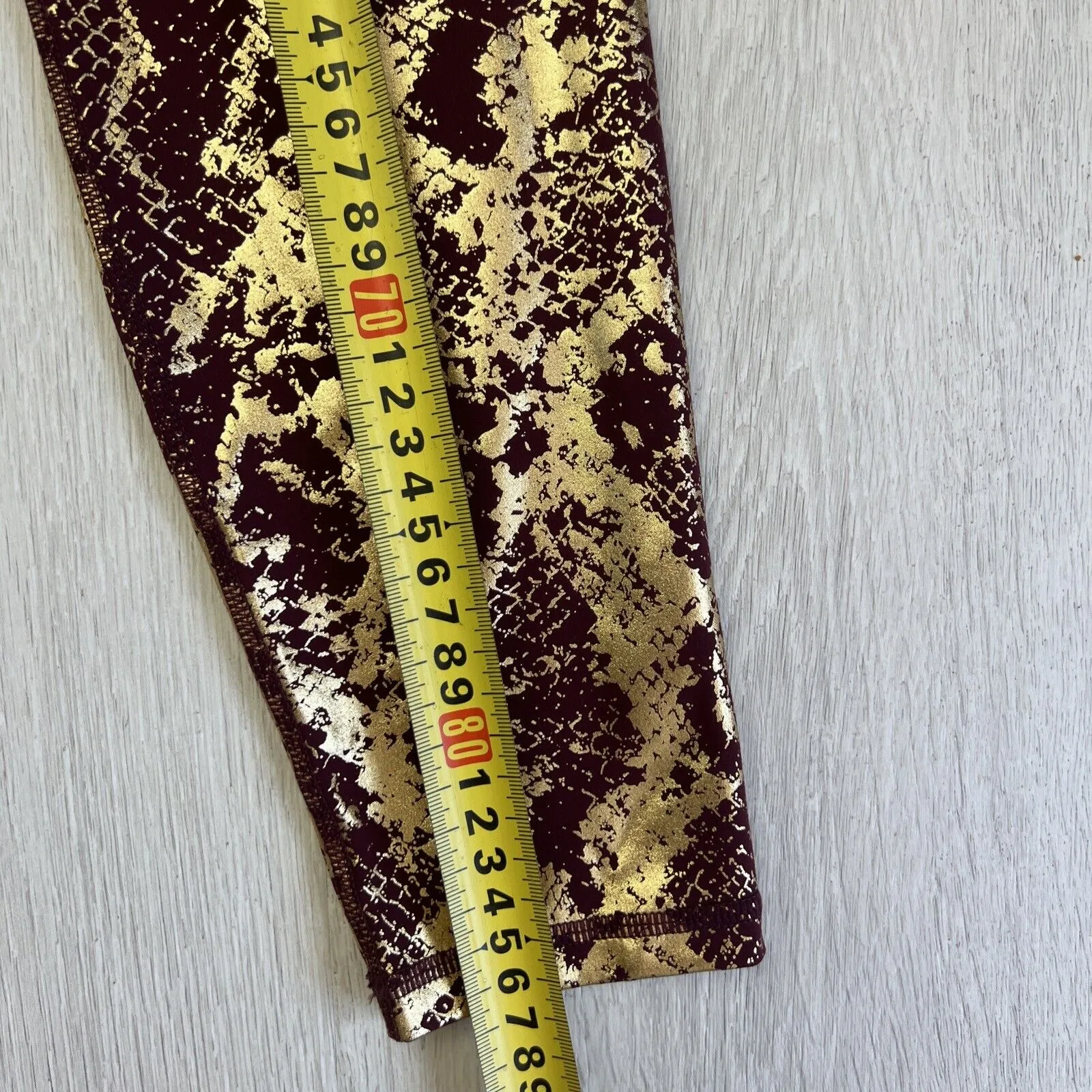 Twenty Three XXIII Womens Leggings & Tank Top Set Metallic Gold & Maroon Size 8