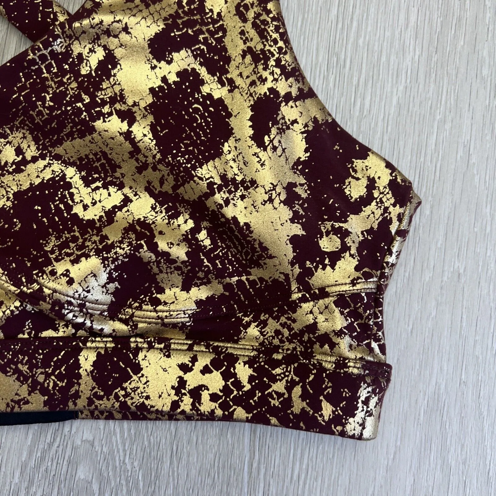Twenty Three XXIII Womens Leggings & Tank Top Set Metallic Gold & Maroon Size 8