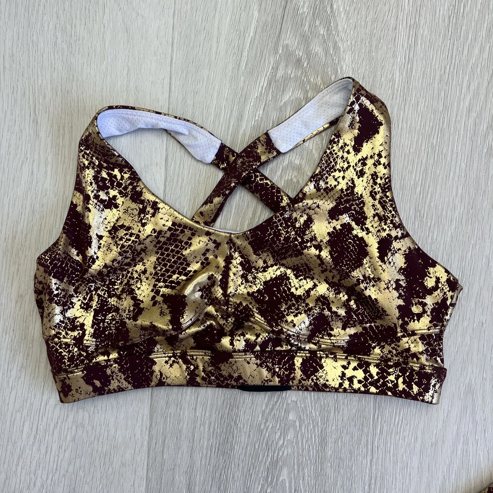 Twenty Three XXIII Womens Leggings & Tank Top Set Metallic Gold & Maroon Size 8