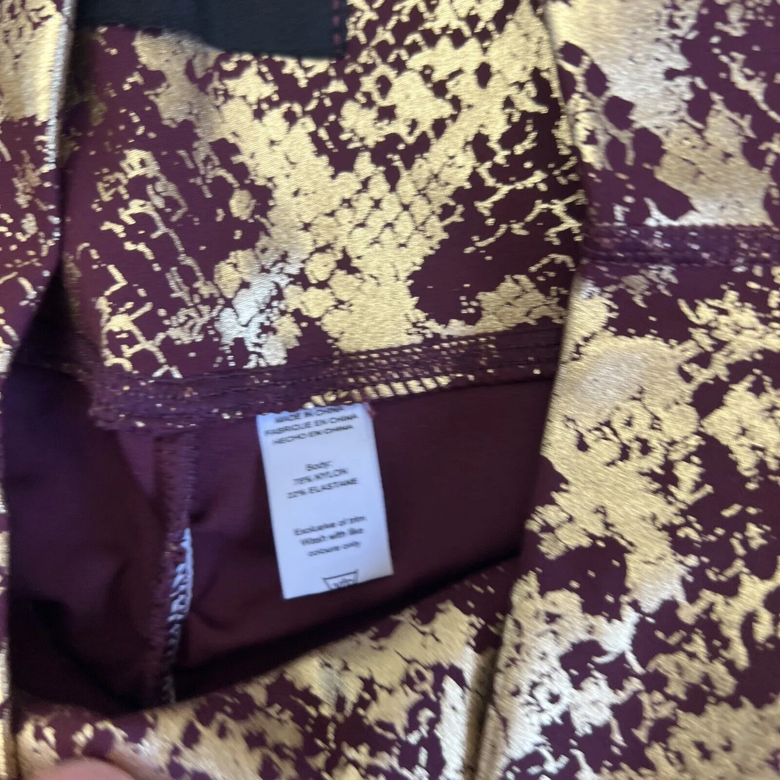 Twenty Three XXIII Womens Leggings & Tank Top Set Metallic Gold & Maroon Size 8