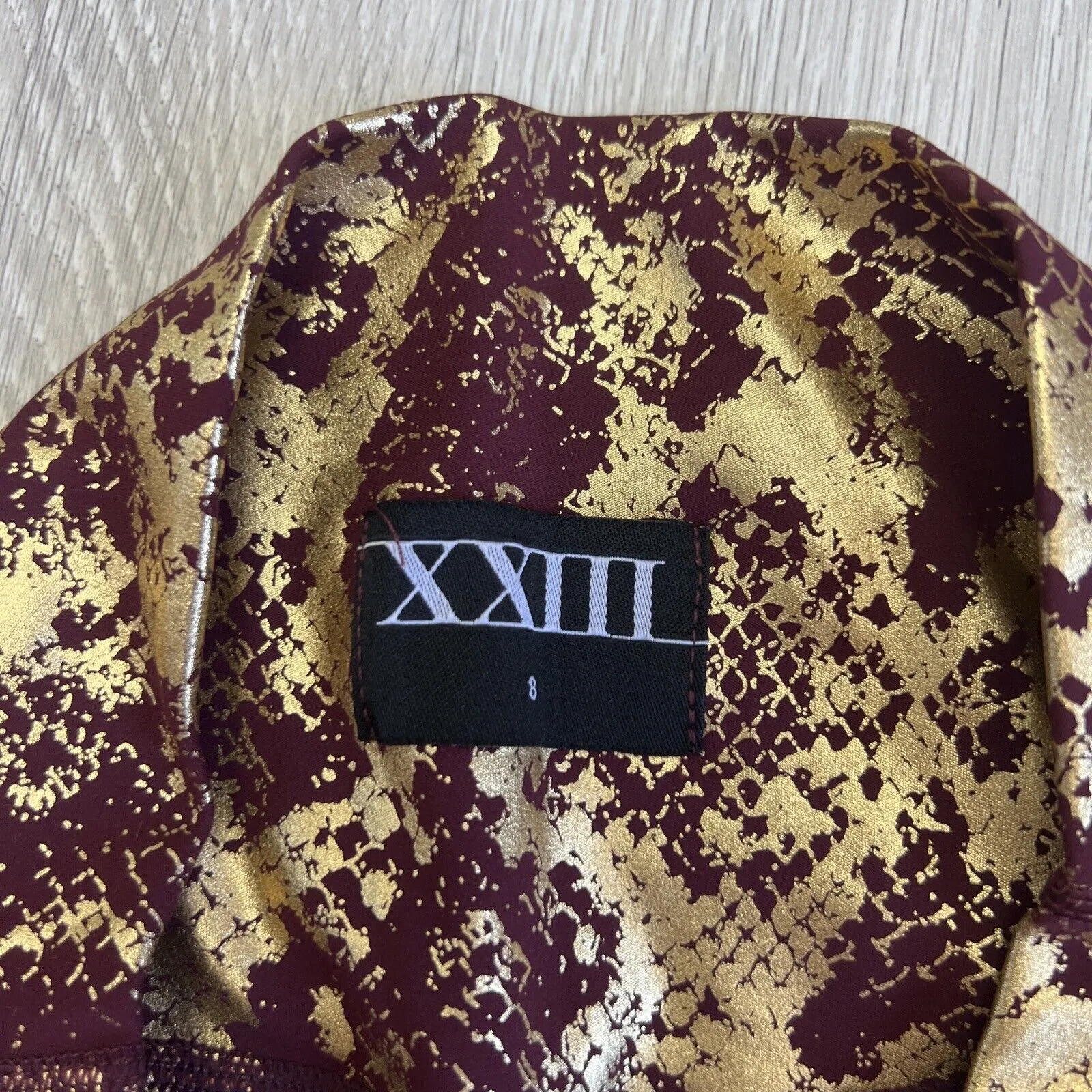Twenty Three XXIII Womens Leggings & Tank Top Set Metallic Gold & Maroon Size 8
