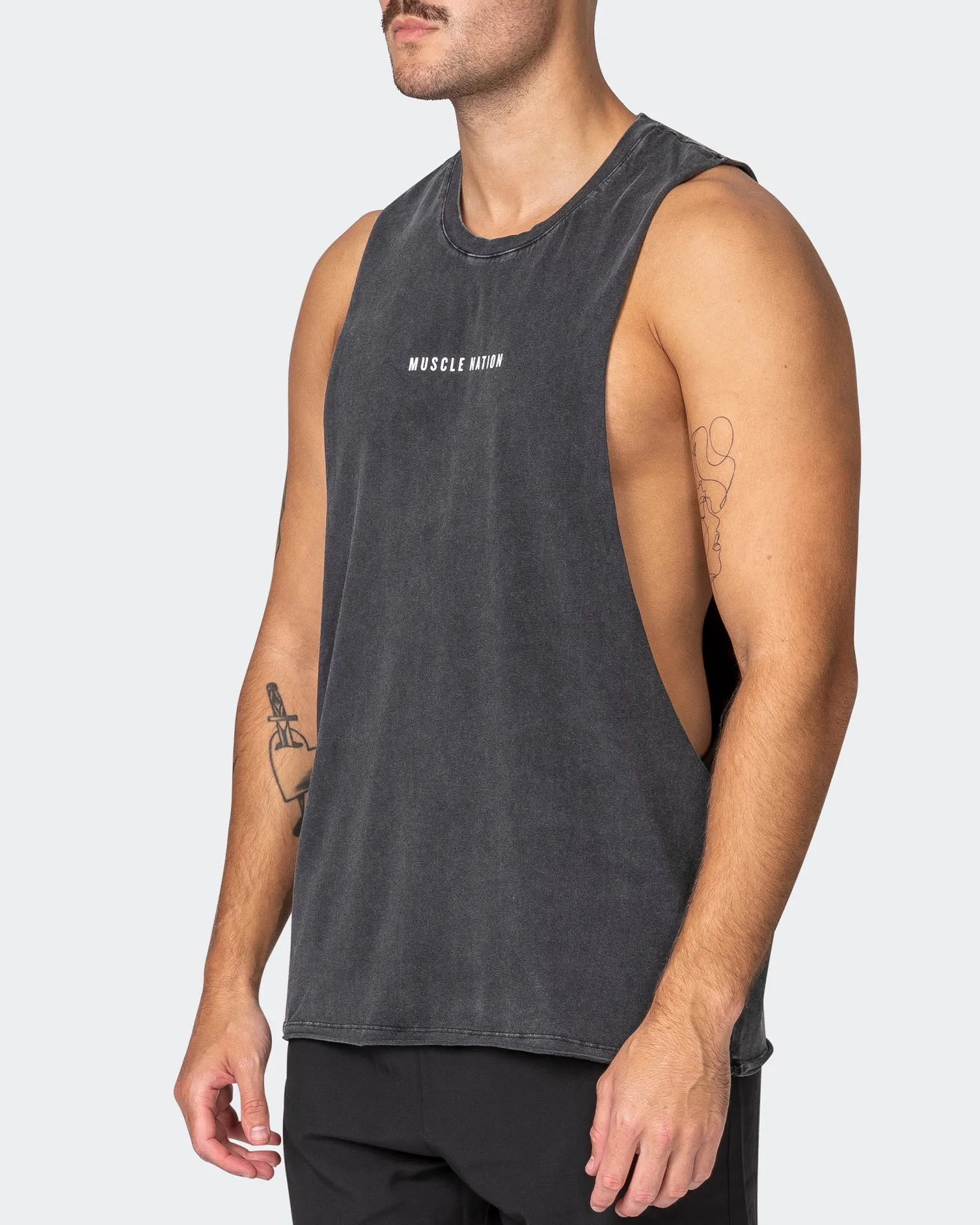 Ultra Drop Arm Vintage Tank - Washed Black