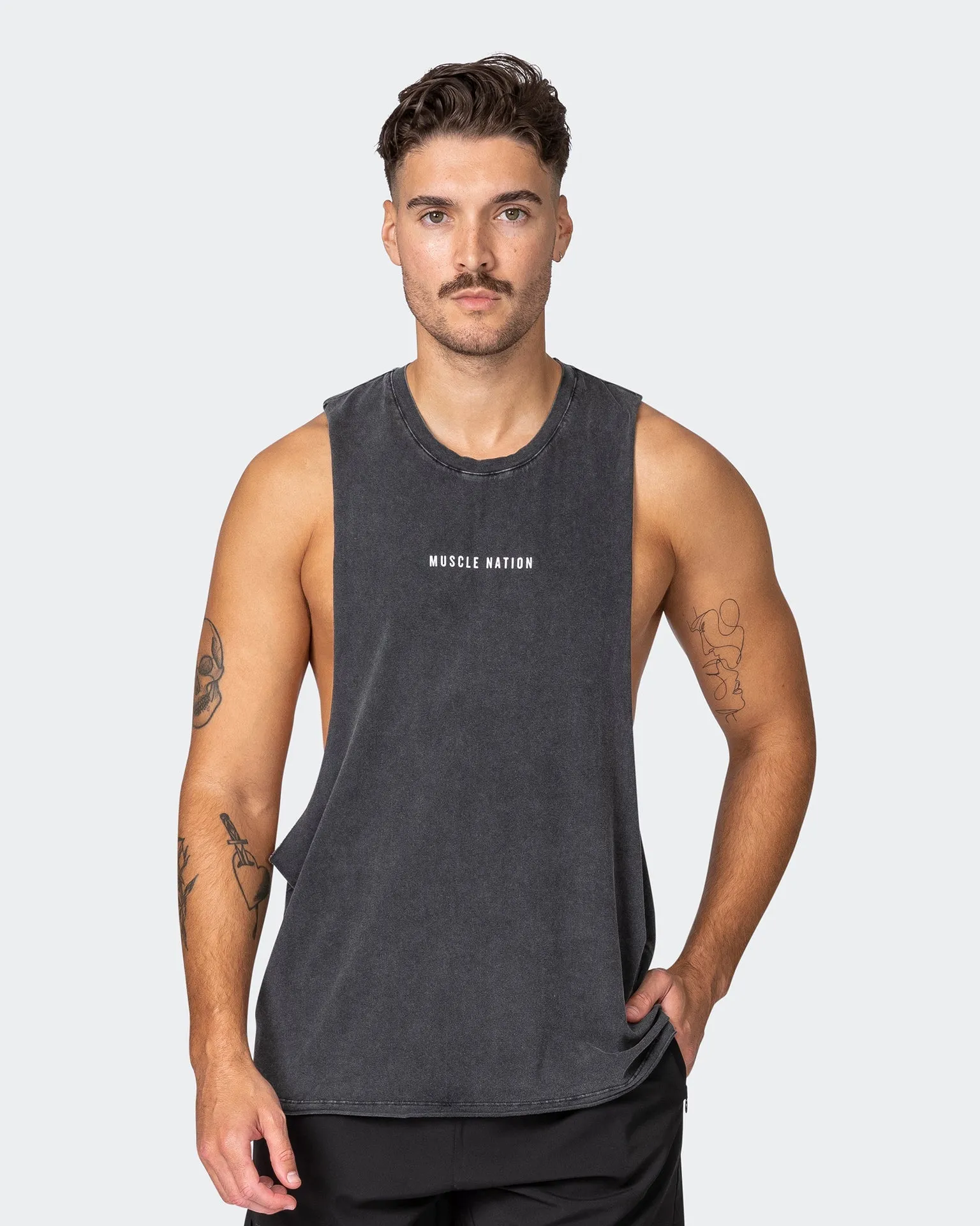 Ultra Drop Arm Vintage Tank - Washed Black
