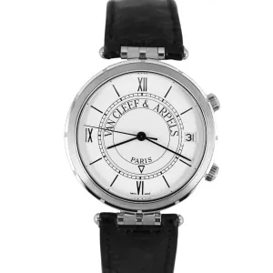 Van Cleef & Arpels Paris Memento Stainless Steel Leather White 36mm 523024 Watch