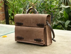 Vegetable tanned leather backpack/Leather knapsack made by copying Russian handmade knapsack
