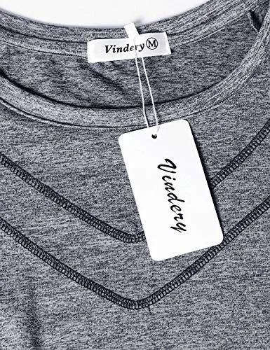 Vindery Workout Tshirts for Women, Ladies Gym Short Sleeve Sport Tops Casual Active Tops Slim Fit Jogging Hiking Training Clothes Outdoor Activewear Soft Lightweight, Grey L