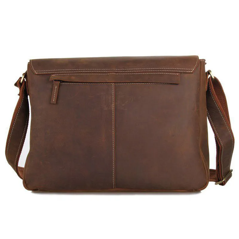 Vintage Leather Messenger Bag Full Grain Leather Shoulder Bag Mens Leather Satchel Bag