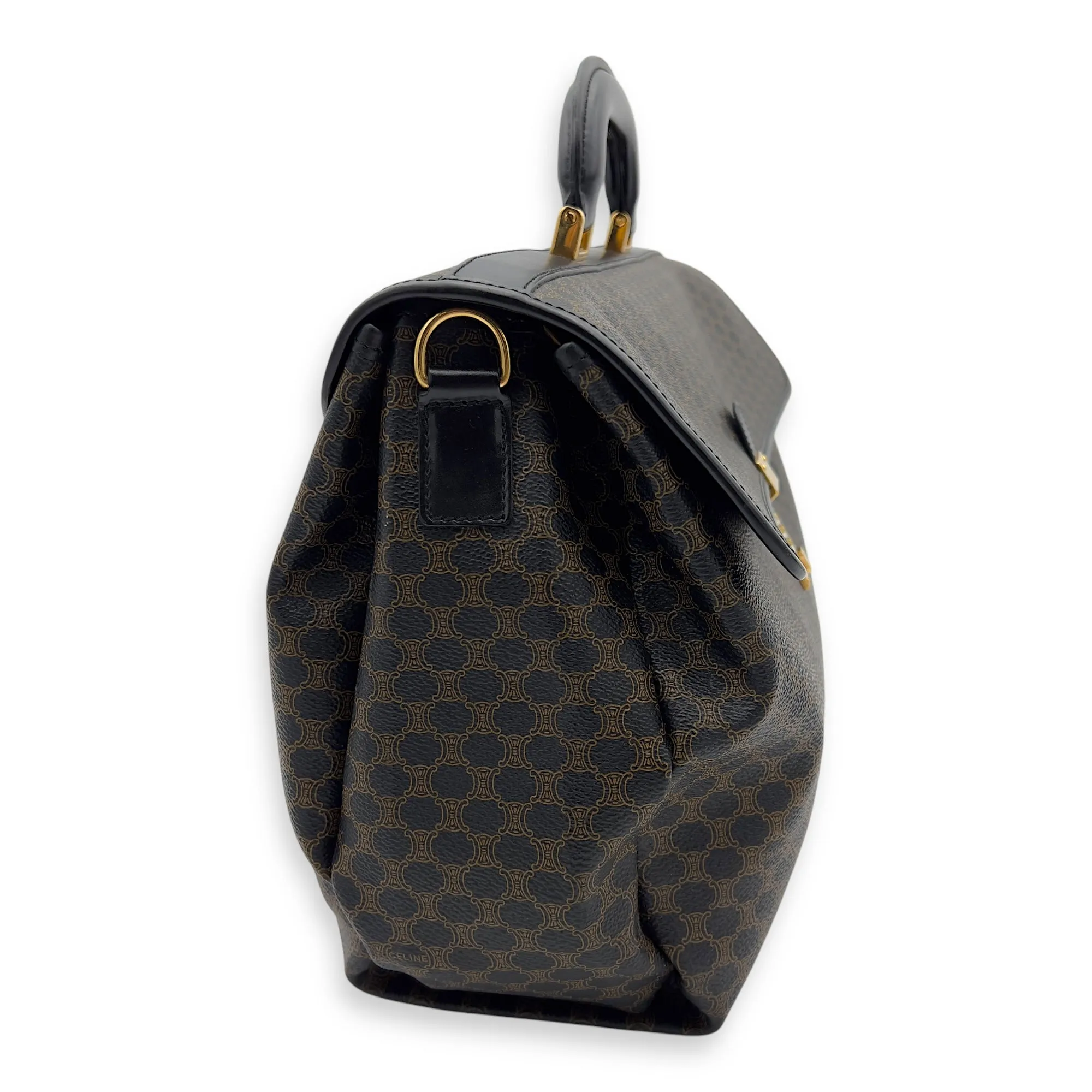 Vintage Macadam Blason Brown Briefcase in Coated Canvas, Gold hardware