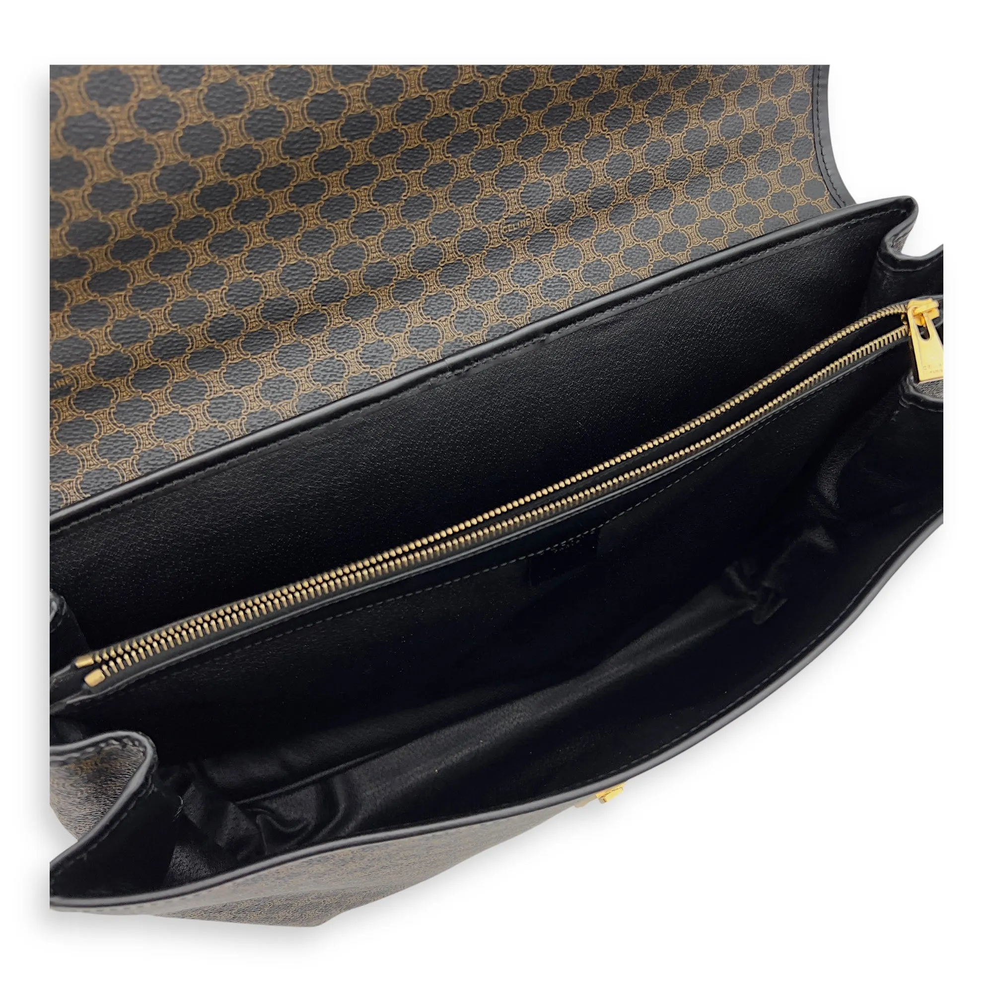 Vintage Macadam Blason Brown Briefcase in Coated Canvas, Gold hardware