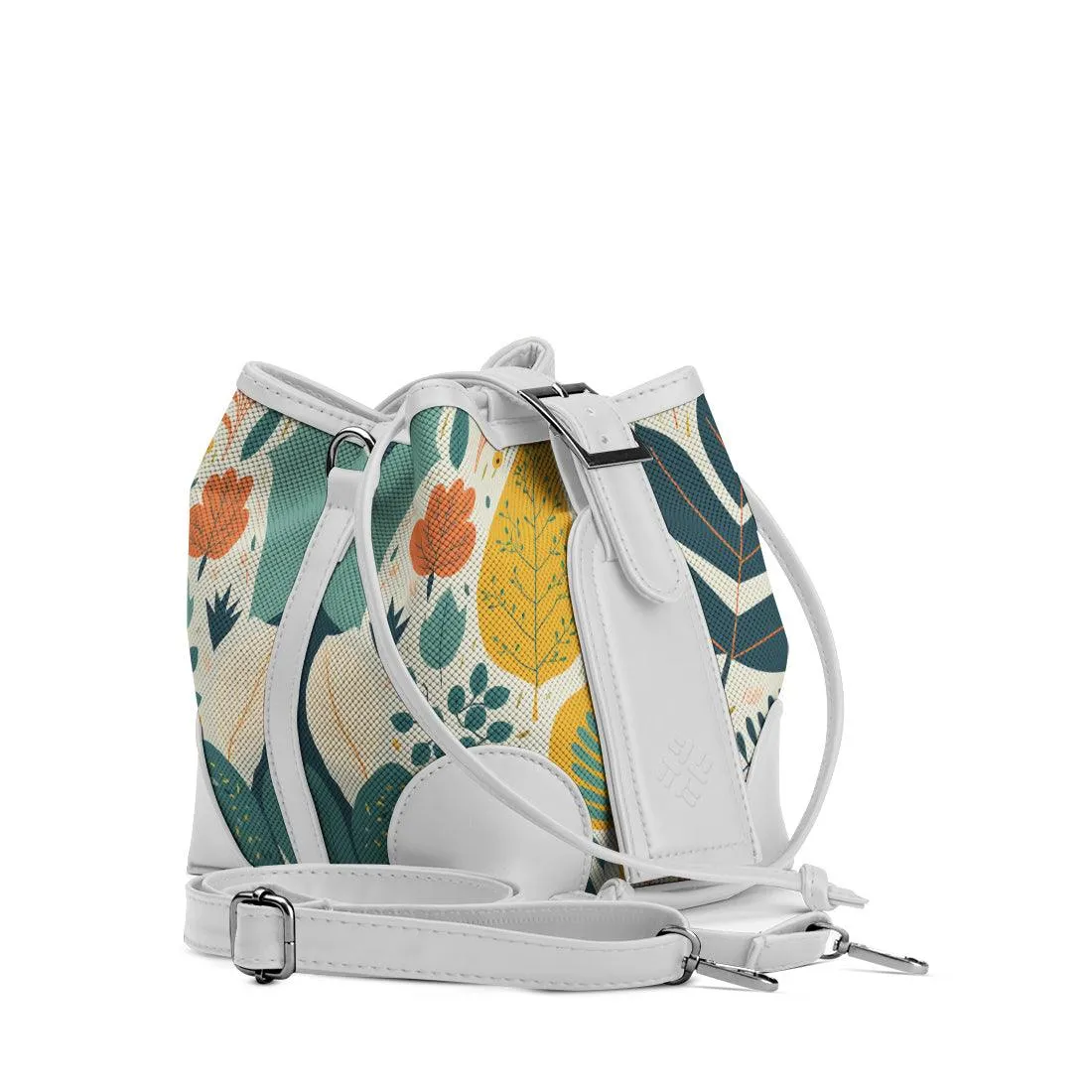 White Bucket Bags Leaves
