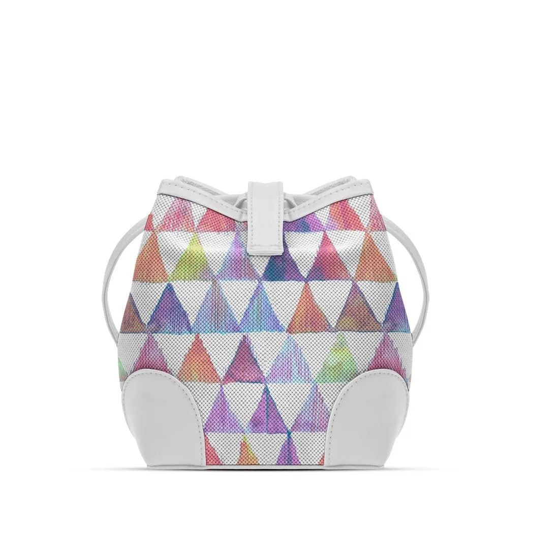 White Bucket Bags Rainbow triangles