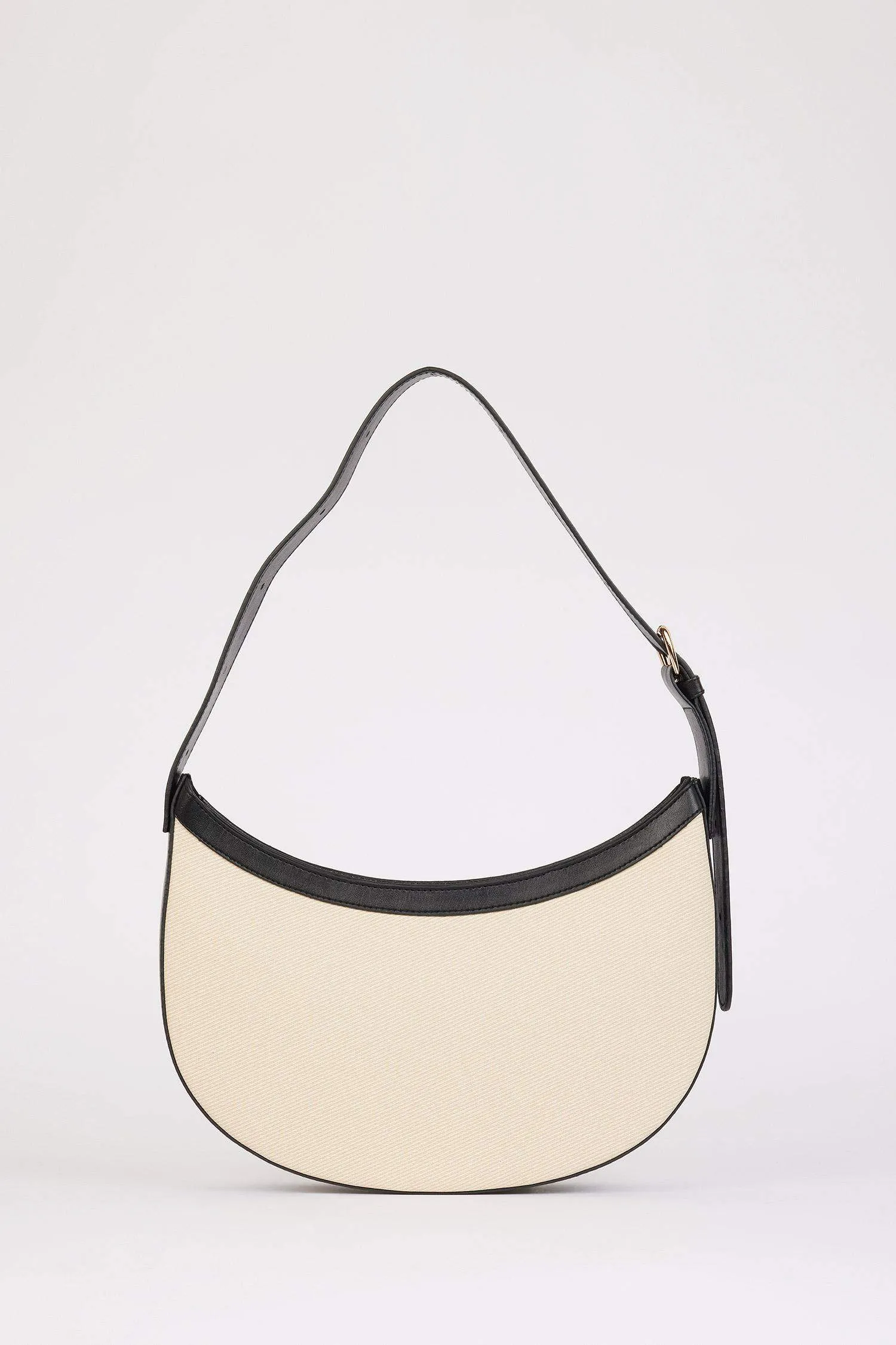 Women's Canvas Look Faux Leather Shoulder Bag