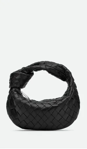 Zariah Weave Knot Clutch Bag - Black